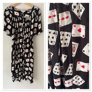 Go Softly Patio Dress Womens Medium Playing Cards House Dress Muu Muu Game